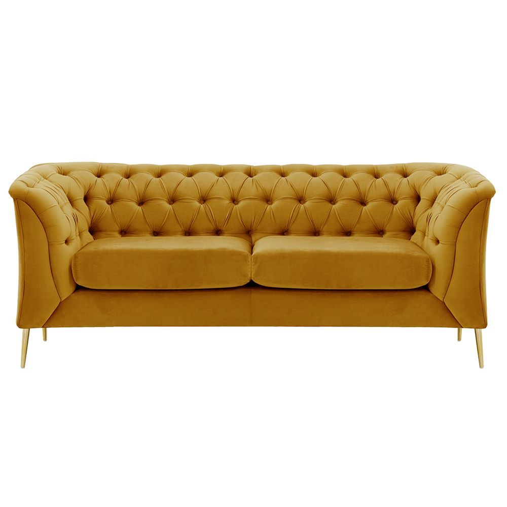 2,5 személyes chesterfield kanapé, mustársárga - ROYALISSIME