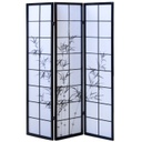 3 részes paraván, bambuszág mintával, fekete - JAPONICA