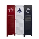 3 részes paraván, tengerész mintával, színes - PETIT NAVIRE