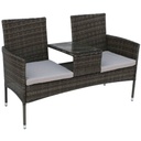 2 személyes kültéri ülőgarnitúra, asztallal, sötétbarna-világosszürke - DUO