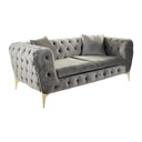 2 személyes chesterfield kanapé, tűzött, világosszürke - CLOÉ