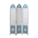 3 részes paraván, tengerparti, fehér-világoskék - MARINE