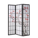 3 részes paraván, cseresznyefa mintával, fekete - GIESHA