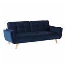 3 személyes bársony kanapé, ágyfunkcióval, sötétkék - POSEIDON