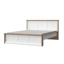 Ágykeret, diófa díszlécekkel, 160x200 cm, fehér-diófa - ALABAMA