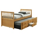 Ágykeret, pótággyal és fiókokkal, 90x200 cm, tölgy - CUP