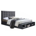 Ágy tűzött háttámlával és polccal, szürke 160 x 200 cm  - VOILIER