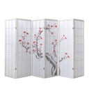 6 részes paraván, cseresznyefa mintával, fehér - GIESHA