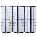 6 részes paraván, bambuszág mintával, fekete - JAPONICA