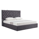 Ágykeret steppelt fejtámlával, 160x200 cm, szürke - MANON