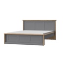 Ágykeret, diófa díszlécekkel, 160x200 cm, szürke - MISSISSIPPI