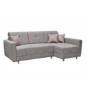 3 személyes szövet sarok ülőgarnitúra, szürke-púderrózsaszín - RE