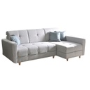 3 személyes szövet sarok ülőgarnitúra, világosszürke-mentol - RE