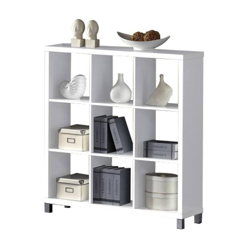 9 részes modern könyvespolc, fehér - TEKLA