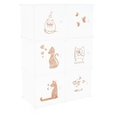 Állat mintás szekrény, 6 részes, fehér-barna - MIAOU