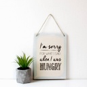 Akasztós táblakép, feliratos, 17x24 cm, bézs - HUNGRY