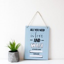 Akasztós táblakép, wifi, 17x24 cm, világoskék - ALL YOU NEED