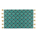 Art déco mintás szőnyeg, rojtokkal, 50x80 cm, pávazöld - ANDALOUSE