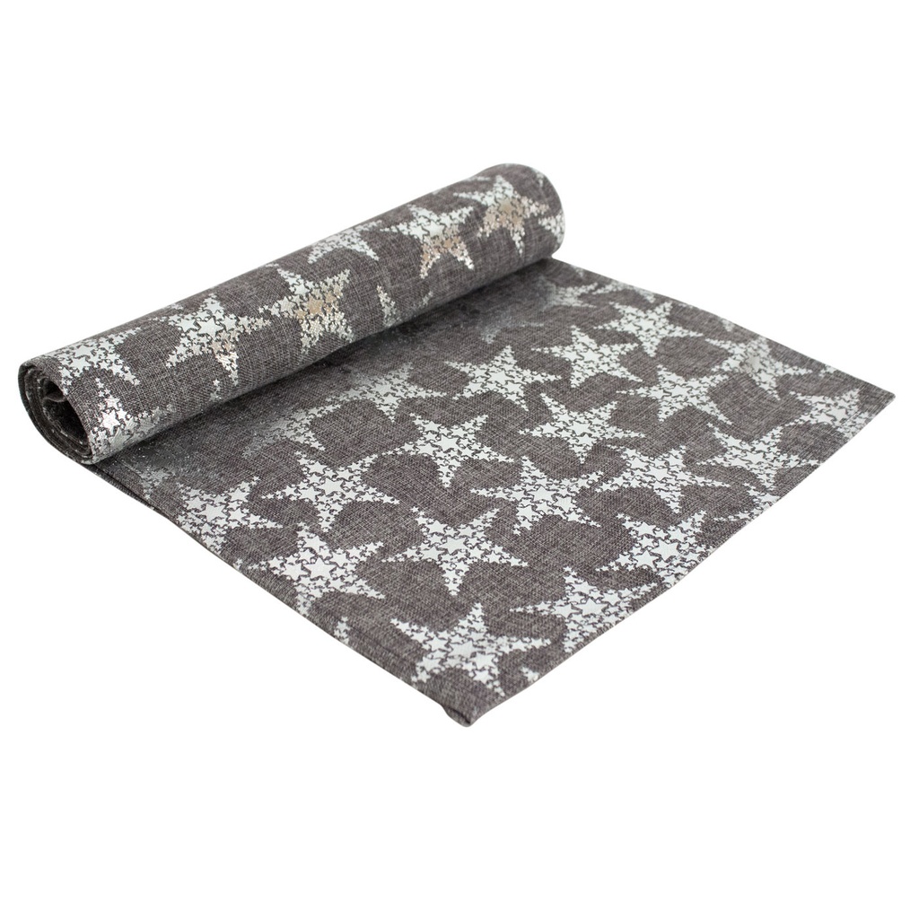 Asztali futó ezüst csillag mintával 40x180 cm - STARLIGHT