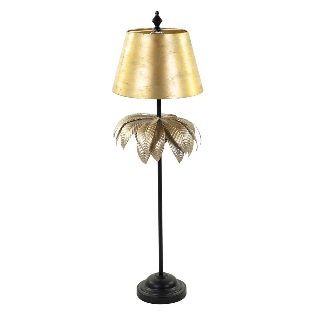 Állólámpa, antikolt búrával és levelekkel, 107 cm, arany - CABARET