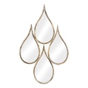 Antikolt csepp alakú osztott fali tükör, sárgaréz - GOUTTES