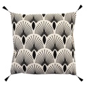 Art déco mintás díszpárna, rojtokkal, 45x45 cm, fekete-fehér - ART DECO