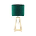Asztali lámpa, fa talppal, sötétzöld - SAUTERELLE