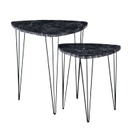 Asztalka szett, 2 db, sötét márvány mintás - MARBLE