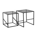 Asztalka szett, fém vázzal, vonal mintával, fekete - CUBISME