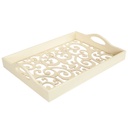 Átlátszó aljú, mintás, vajszínű tálca - ARABESQUE