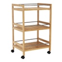 Bambusz tálalókocsi, 3 polccal, natúr - SAVANE