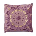 Bársony díszpárna pomponokkal, 40x40 cm, lila - ANEMONE