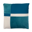 Bársony díszpárna, 40x40 cm, fehér-türkiz - LAGUNA