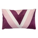 Bársony díszpárna, 50x30 cm, fehér-bordó - LAGUNA