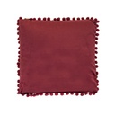 Bársony díszpárna, pomponokkal, 40x40 cm, burgundi - POMPONETTE