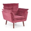 Bársony hatású fotel, sötét rózsaszín - OISEAU