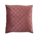 Bársony rácsos mintás díszpárna, 45x45 cm, púderrózsaszín - ANDALOUSIE