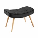 Bársony lábtartó, fa lábakkal, fekete - GALACTIQUE