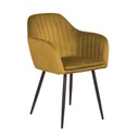 Bársonyszövet étkezőfotel, steppelt, mustársárga - BIGCHEF