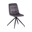 Bársonyszövet étkezőszék, fekete fém lábbal, sötétszürke - SATELITE
