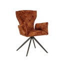 Bársonyszövet steppelt étkezőfotel, barna - COWBOY