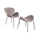 Bársonyszövet fotel lábtartóval, szürke - FOURMIZ