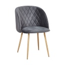 Bársonyszövet karfás étkezőszék, steppelt, antracit - DOMINO