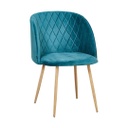 Bársonyszövet karfás étkezőszék, steppelt, olajkék - DOMINO