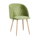 Bársonyszövet karfás étkezőszék, steppelt, olívazöld - DOMINO