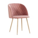 Bársonyszövet karfás étkezőszék, steppelt, púder - DOMINO