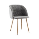 Bársonyszövet karfás étkezőszék, steppelt, világosszürke - DOMINO