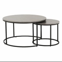 Beton hatású kerek dohányzóasztal szett, 2 db, világosszürke - BELIER