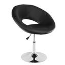 Bárszék fekete műbőr, állítható króm lábbal - LUCINDA
