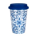 Bögre 4 dl szilikon tetővel, kék keresztmozaik mintával - PORTUGAL